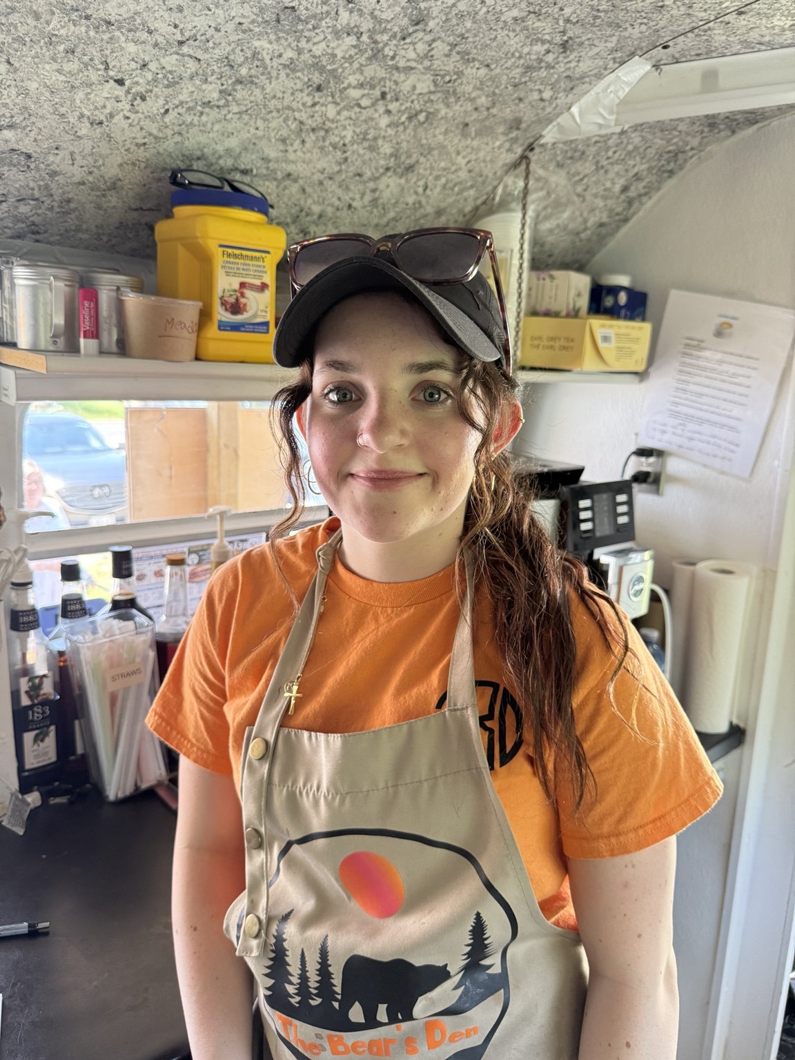 A member of the Bear’s Den team inside the chip truck
