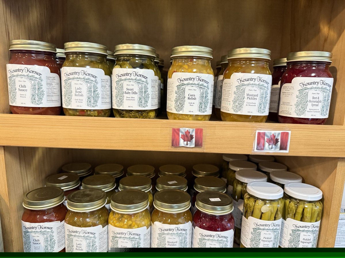Kountry Korner pickles, relishes and preserves on our shelves