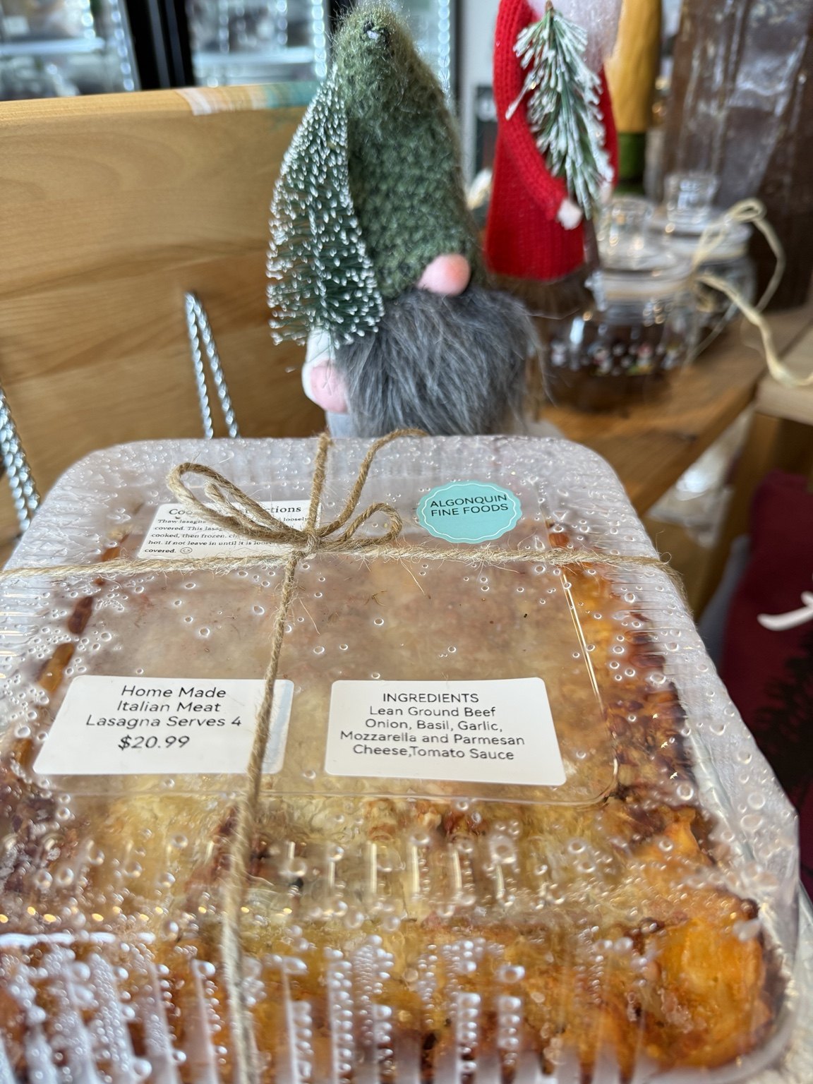 Our in-house prepared lasagnas packaged to take home
